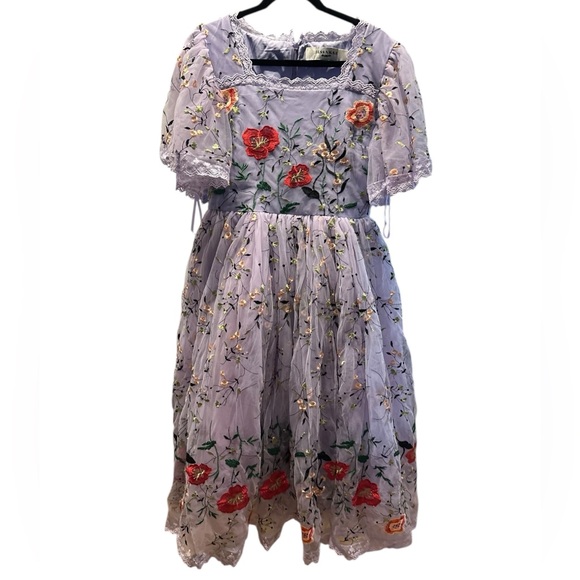 Jessakae embroidered lilac Darla dress size L - Picture 3 of 15
